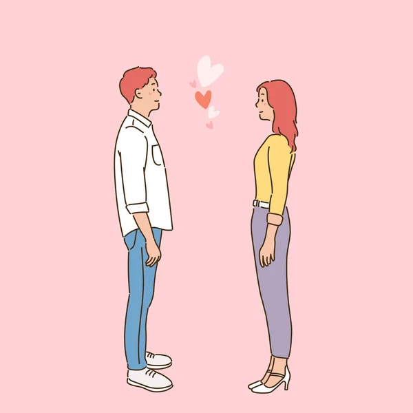 Homme Une Femme Font Face Avec Amour Illustrations Design Vectoriel — Image vectorielle