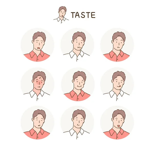 Různé Výrazy Obličeje Muže Ručně Kreslený Styl Vektorové Konstrukce Ilustrace — Stockový vektor