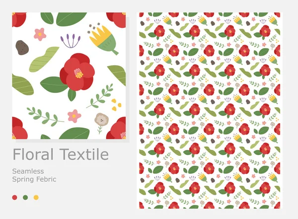Red Camellia Flower Intense Pattern Design — Stock Vector