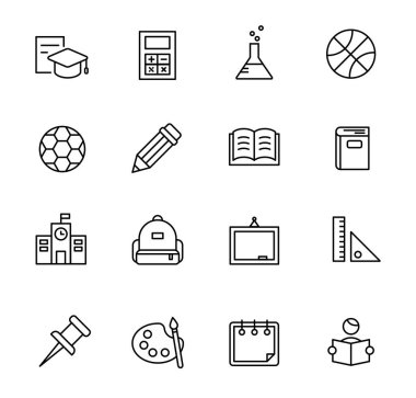 Siyah taslak simgesi seti. Eğitim, resim tasarımı. özet basit vektör illüstrasyonu.