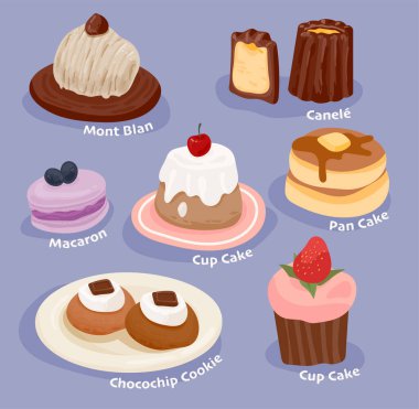 Tatlı pastanesi menüsü güzelmiş. düz tasarım biçimi asgari vektör çizimi.