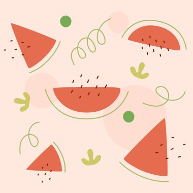 Rastgele düzenlenmiş karpuzlarla basit bir arka plan tasarımı. Basit desen tasarım şablonu.