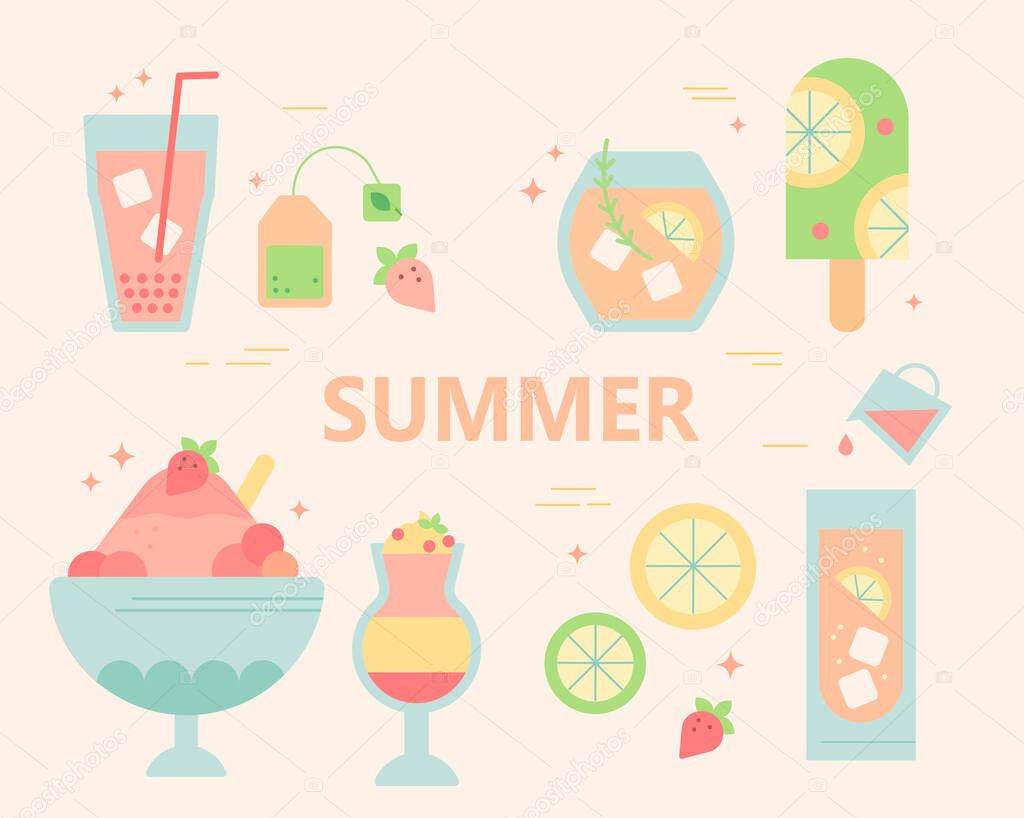 Summer food. flat design style minimal vector illustration.