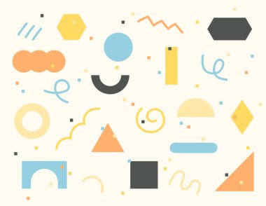 Various shapes and lines are freely scattered to form a pattern.