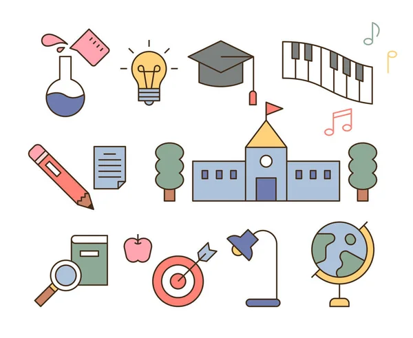 Education Icons Outline Simple Vector Illustration — Image vectorielle