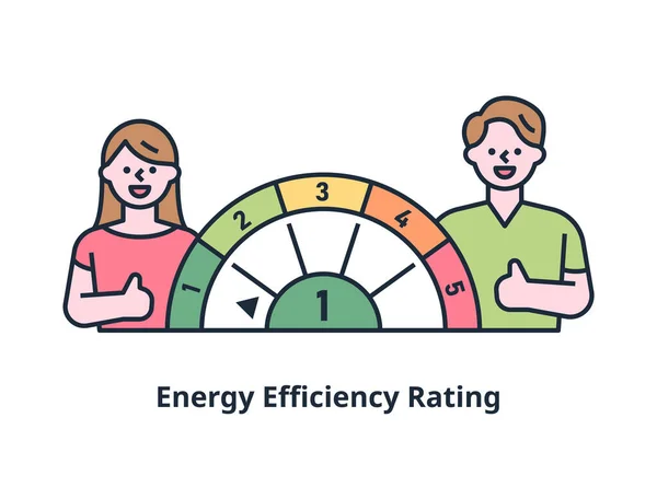 Логотип Наклейка Указывающая Рейтинг Энергоэффективности Простая Векторная Иллюстрация — стоковый вектор