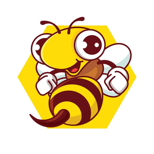 Cartoon Happy Bee Sharp Stinger Holding Fists — Stock Vector