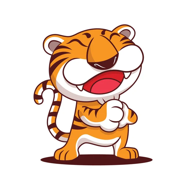 Happy Chinese New Year 2022 Cartoon Happy Tiger Greeting Gesture — Stockvector