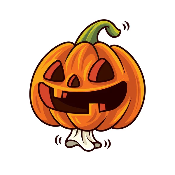 Feliz Halloween Fantasma Calabaza Lindo Dibujos Animados Con Risa Loca — Vector de stock