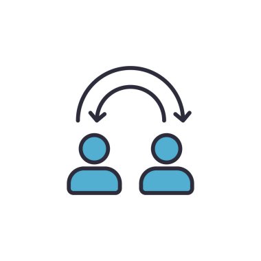 Beyaz arkaplanda izole edilmiş kullanıcı hesapları vektör simgesi arasında transfer