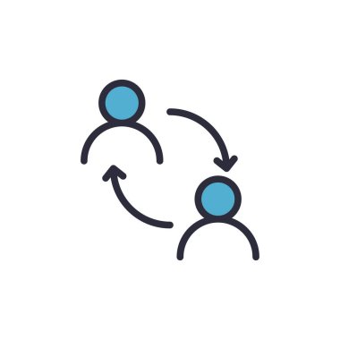 Beyaz arkaplanda izole edilmiş kullanıcı hesapları vektör simgesi arasında transfer