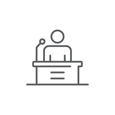 Beyaz arkaplanda Tribün konuşmacı konuşma vektör simgesi izole