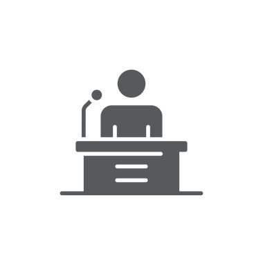 Beyaz arkaplanda Tribün konuşmacı konuşma vektör simgesi izole