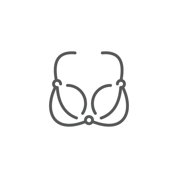 女人胸罩下的灯芯绒 设备符号 米色背景上的轮廓图形 用于移动概念和网页设计的拳击手套标志 矢量图形 — 图库矢量图片