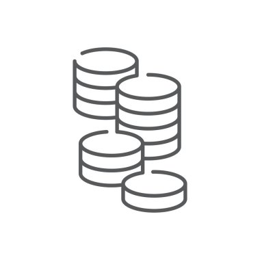 Bozuk para simgesi, renk, çizgi, dış hat vektör işareti, beyaz üzerine izole edilmiş doğrusal resim. Sembol, logo çizimi. Düzenlenebilir felç. Piksel mükemmel