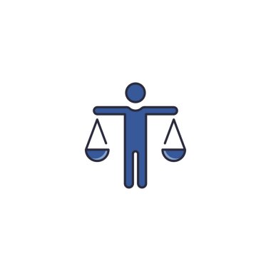 Etik simgesi, renk, çizgi, taslak vektör işareti, beyaz üzerine izole edilmiş doğrusal resim. Sembol, logo çizimi. Düzenlenebilir felç. Piksel mükemmel