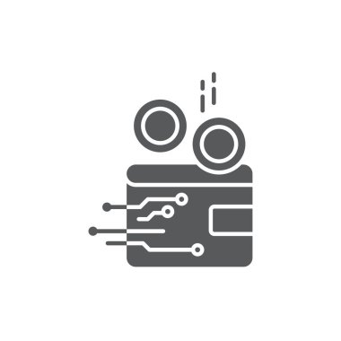 dijital cüzdan yaratıcı renk, çizgi, taslak vektör işareti, beyaz üzerine izole edilmiş doğrusal resim. Sembol, logo illüstrasyonu