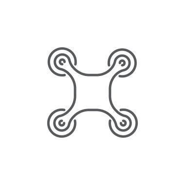 Dron rengi, çizgi, dış hat vektör işareti, beyaz üzerine izole edilmiş doğrusal resim. Sembol, logo illüstrasyonu