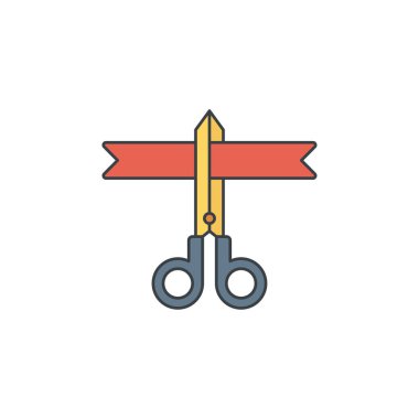 Büyük açılış simgesi, renk, çizgi, dış hat vektör işareti, beyaz üzerine izole edilmiş doğrusal resim. Sembol, logo illüstrasyonu.