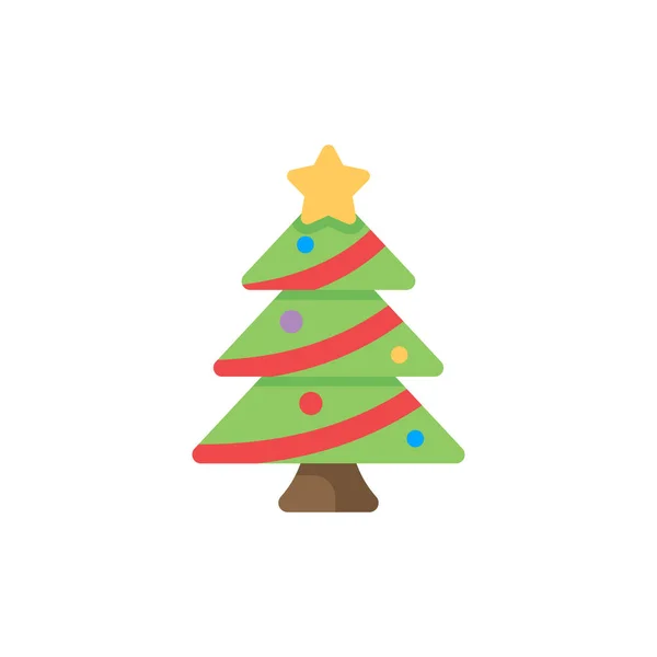 Icona Dell Albero Natale Colore Linea Segno Vettoriale Contorno Pittogramma — Vettoriale Stock