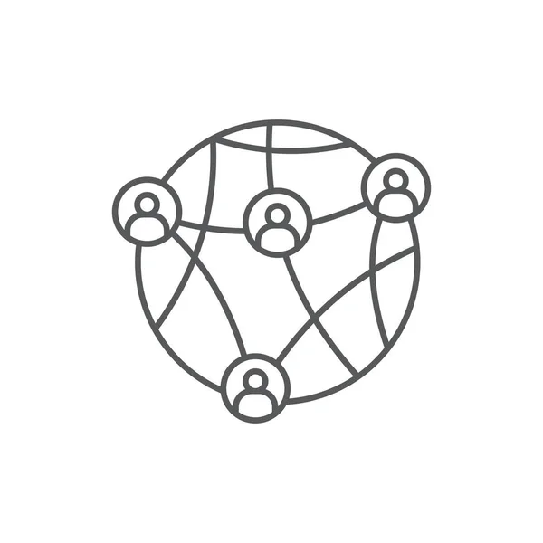 Значок Глобальной Коммуникации Цвет Линия Очертания Векторного Знака Пиктограмма Линейного — стоковый вектор