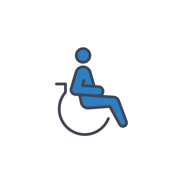 Icône Patient Handicapé Couleur Ligne Signe Vectoriel Contour Pictogramme Style — Image vectorielle