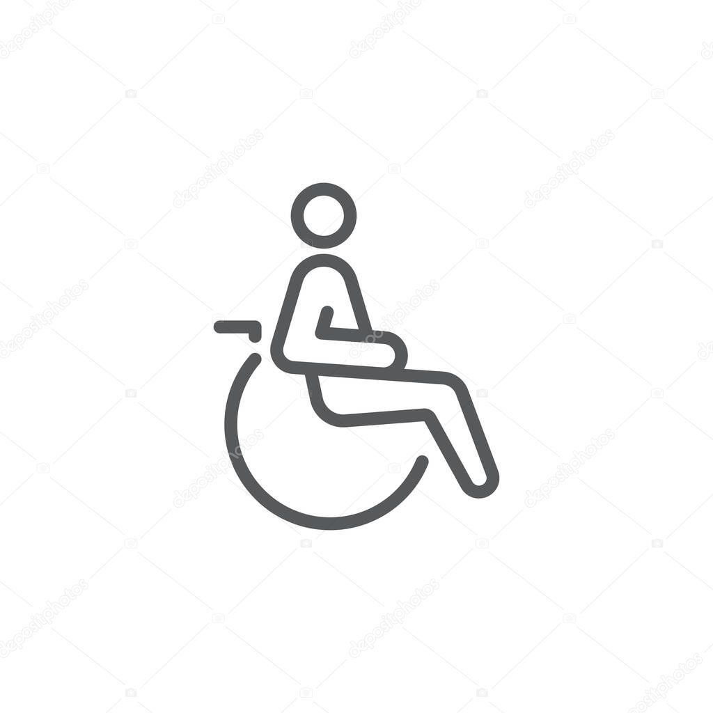 Handicapped patient icon, color, line, outline vector sign, linear style pictogram isolated on white. Symbol, logo illustration