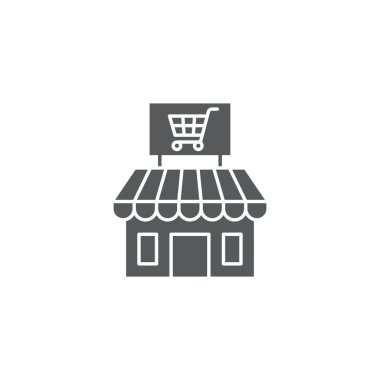 Market, shop icon, color, line, outline vector sign, linear style pictogram isolated on white. Symbol, logo illustration