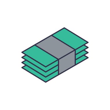 Money bill icon, color, line, outline vector sign, linear style pictogram isolated on white. Symbol, logo illustration