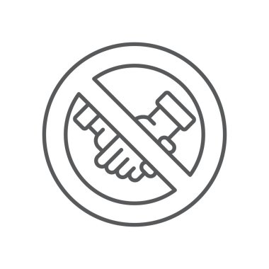 Beyaz üzerine izole edilmiş el sıkışma simgesi, renk, çizgi, taslak vektör işareti, doğrusal resim yok. Sembol, logo illüstrasyonu