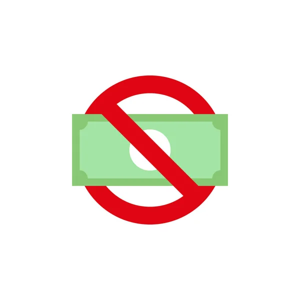 Kein Geld Symbol Farbe Linie Umrissvektorzeichen Lineares Stilpiktogramm Auf Weiß — Stockvektor