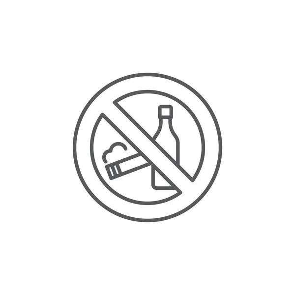 Não Fumar Álcool Beber Ícone Cor Linha Sinal Vetor Esboço —  Vetores de Stock