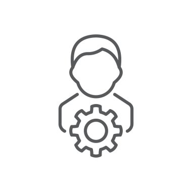 Profesyonel servis simgesi, renk, çizgi, taslak vektör işareti, beyaz üzerine izole edilmiş doğrusal resim. Sembol, logo illüstrasyonu