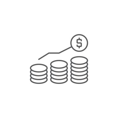 Gelir konsepti simgesi, renk, çizgi, taslak vektör işareti, beyaz üzerine izole edilmiş doğrusal resim. Sembol, logo illüstrasyonu