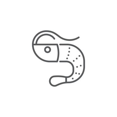 Karides deniz ürünleri ikonu, renk, çizgi, dış hat vektör işareti, beyaz üzerine izole edilmiş doğrusal resim. Sembol, logo illüstrasyonu