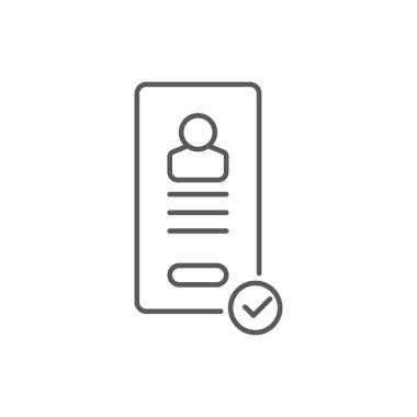 hesap kimlik doğrulama simgesi, renk, çizgi, taslak vektör işareti, beyaz üzerine izole edilmiş doğrusal resim. Sembol, logo illüstrasyonu