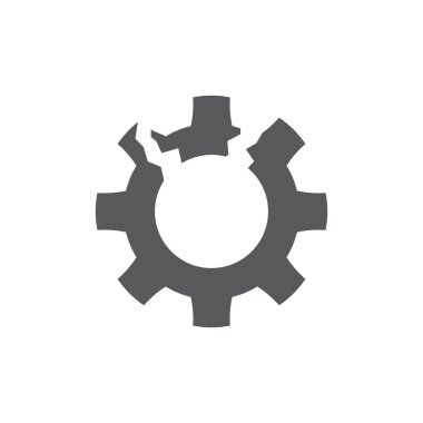  Kırık dişli simgesi, renk, çizgi, dış hat vektör işareti, beyaz üzerine izole edilmiş doğrusal resim. Sembol, logo illüstrasyonu