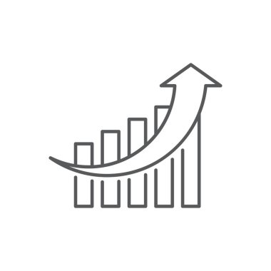  Büyüyen grafik simgesi, renk, çizgi, dış hat vektör işareti, beyaz üzerine izole edilmiş doğrusal resim. Sembol, logo illüstrasyonu