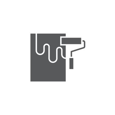 Mobil konsept ve web tasarımı boya silindiri ve duvar tasarımı için duvar boyası simgesi doğrusal işareti