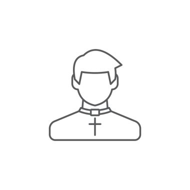 Katolik Rahip Vektör Simgesi. Papaz cübbesi giyiyor..