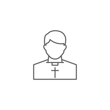 Katolik Rahip Vektör Simgesi. Papaz cübbesi giyiyor..