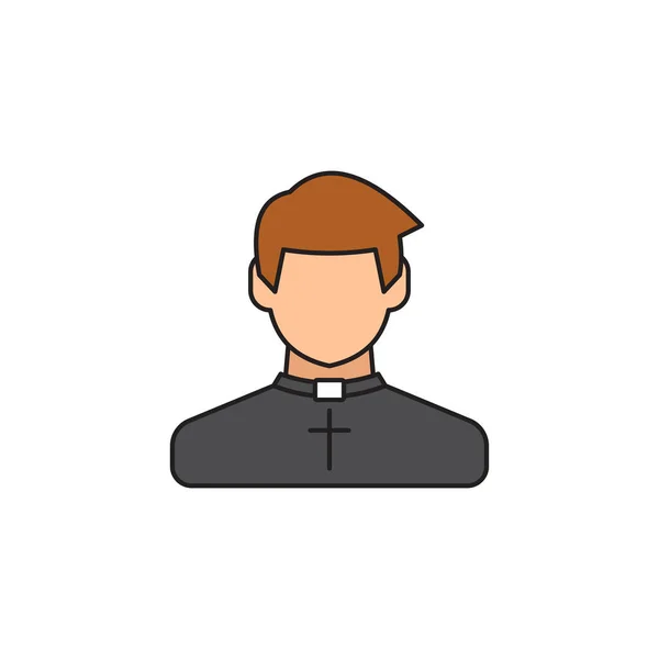 Catholic Priest Vector Icon Pastor Wearing Priestly Robes — Stock Vector