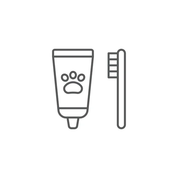 Dentalhygiene Für Haustiere Symbol Isoliert Auf Weißem Hintergrund Zahnbürste Und — Stockvektor
