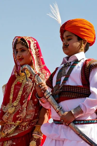 Teilnehmer eines indischen Wüstenfestivals — Stockfoto