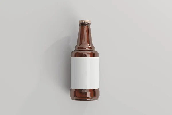 Lahvičky Piva Prázdným Štítkem — Stock fotografie