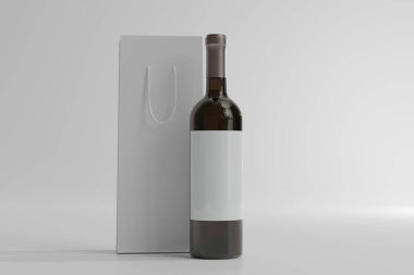 Boş Etiketli Kırmızı Şarap Şişe