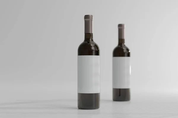 Garrafa Vinho Tinto Com Etiqueta Vazia — Fotografia de Stock