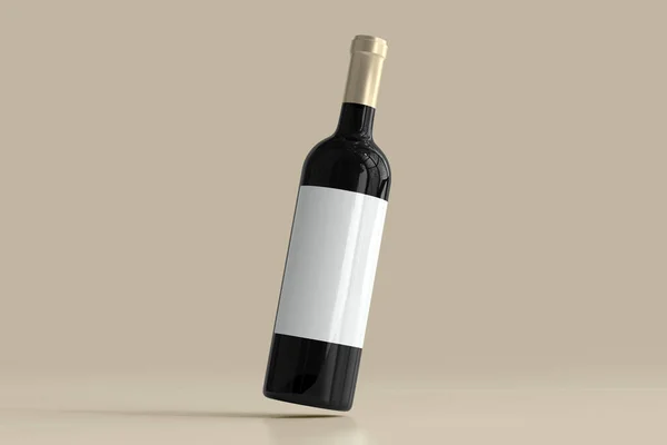 Boş Etiketli Kırmızı Şarap Şişe Alışveriş Torbası — Stok fotoğraf