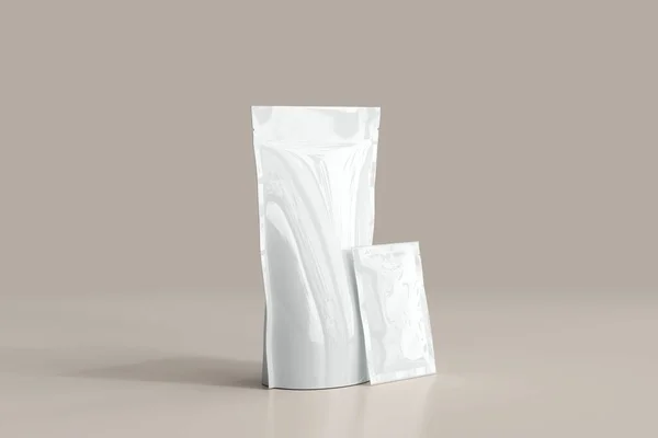 サシェ3Dレンダリング付きプラスチックポーチ — ストック写真