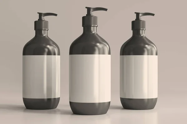 Kosmetiska Flaskor Med Blank Label Rendering — Stockfoto